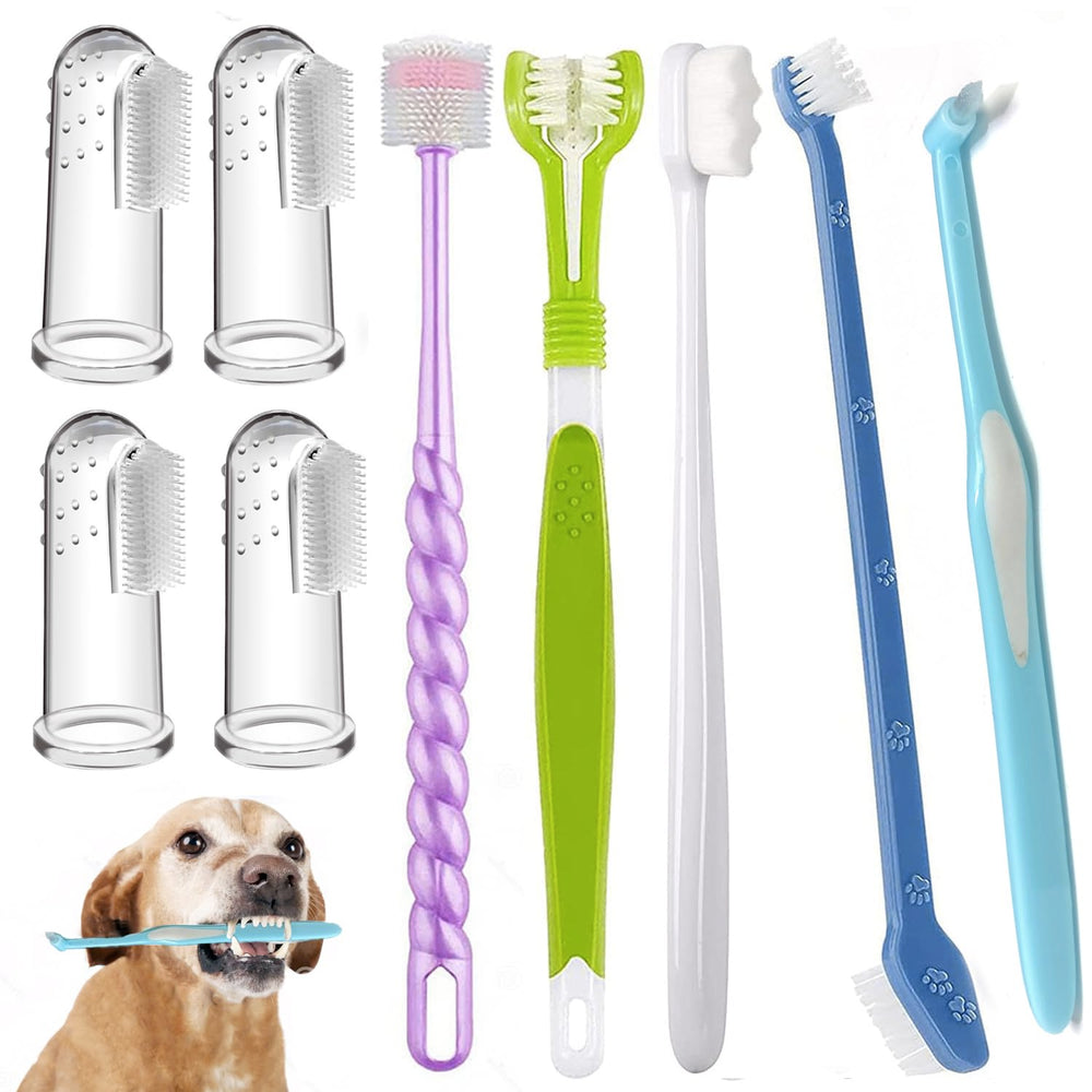 URMYONLY triple-head dog toothbrush for thorough cleaning and easier brushing sessions.