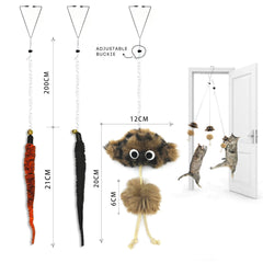 URMYONLY door-hanging cat toy feathers offers tactile appeal and chase excitement