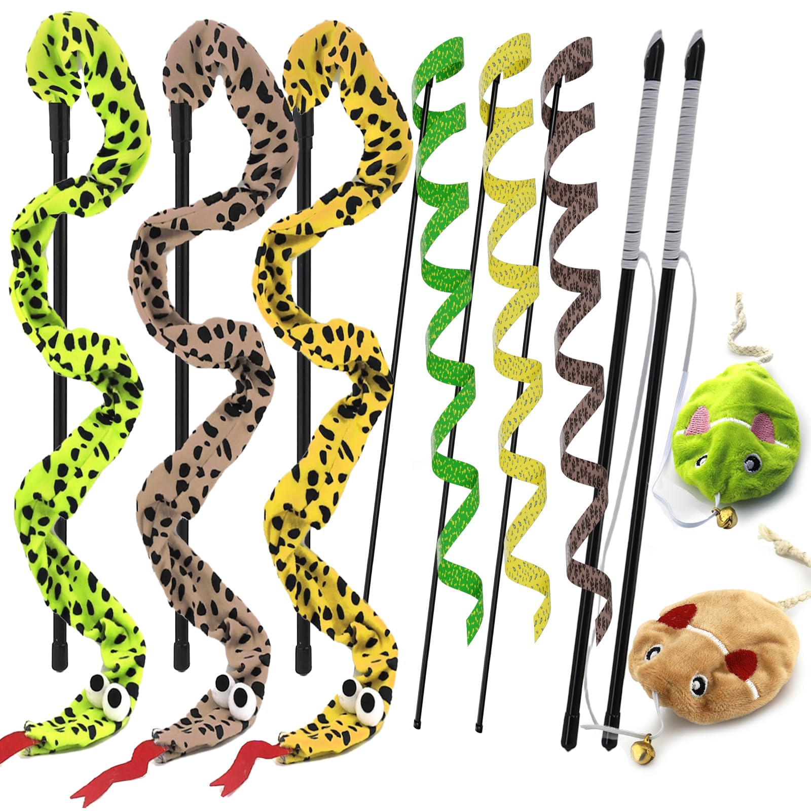 URMYONLY interactive cat toy wand with rainbow strings boosts engagement during play