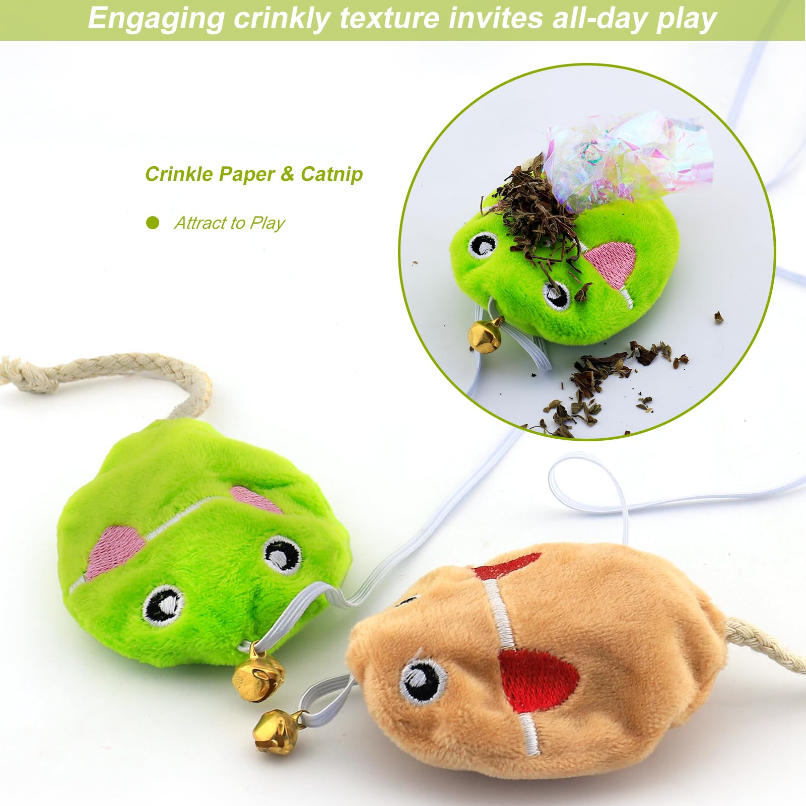 URMYONLY 8-pack includes eight wand toys with rainbow strings and mouse attachments