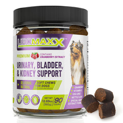 UroMAXX dog urinary-tract soft chews featuring cranberry and glucosamine for urinary health.