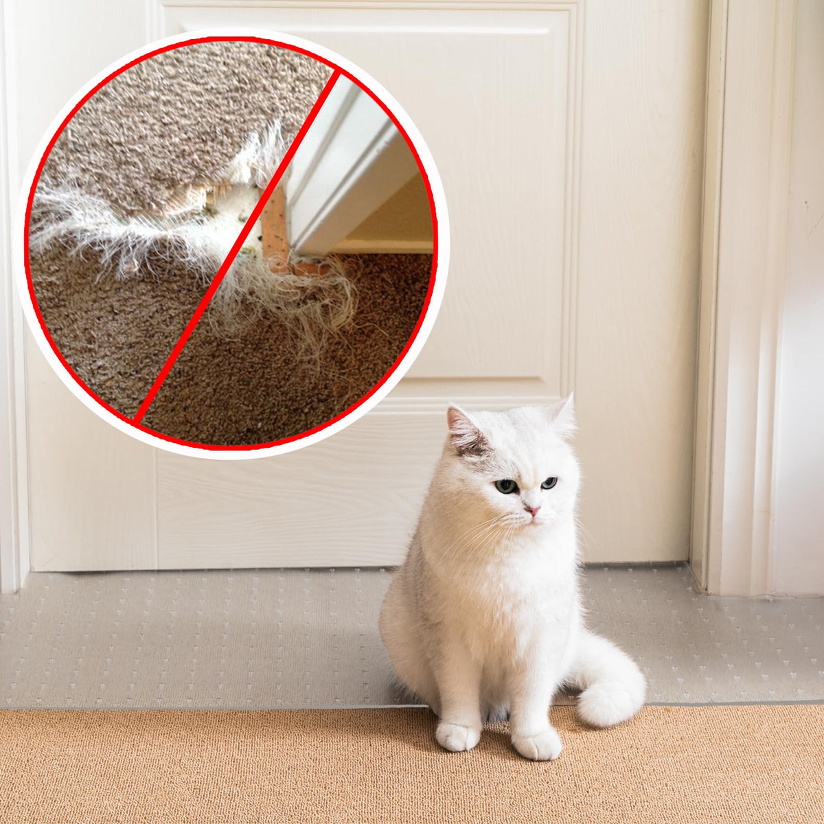 Uross carpet protector for pets at doorway reduces scratches and keeps carpets clean.