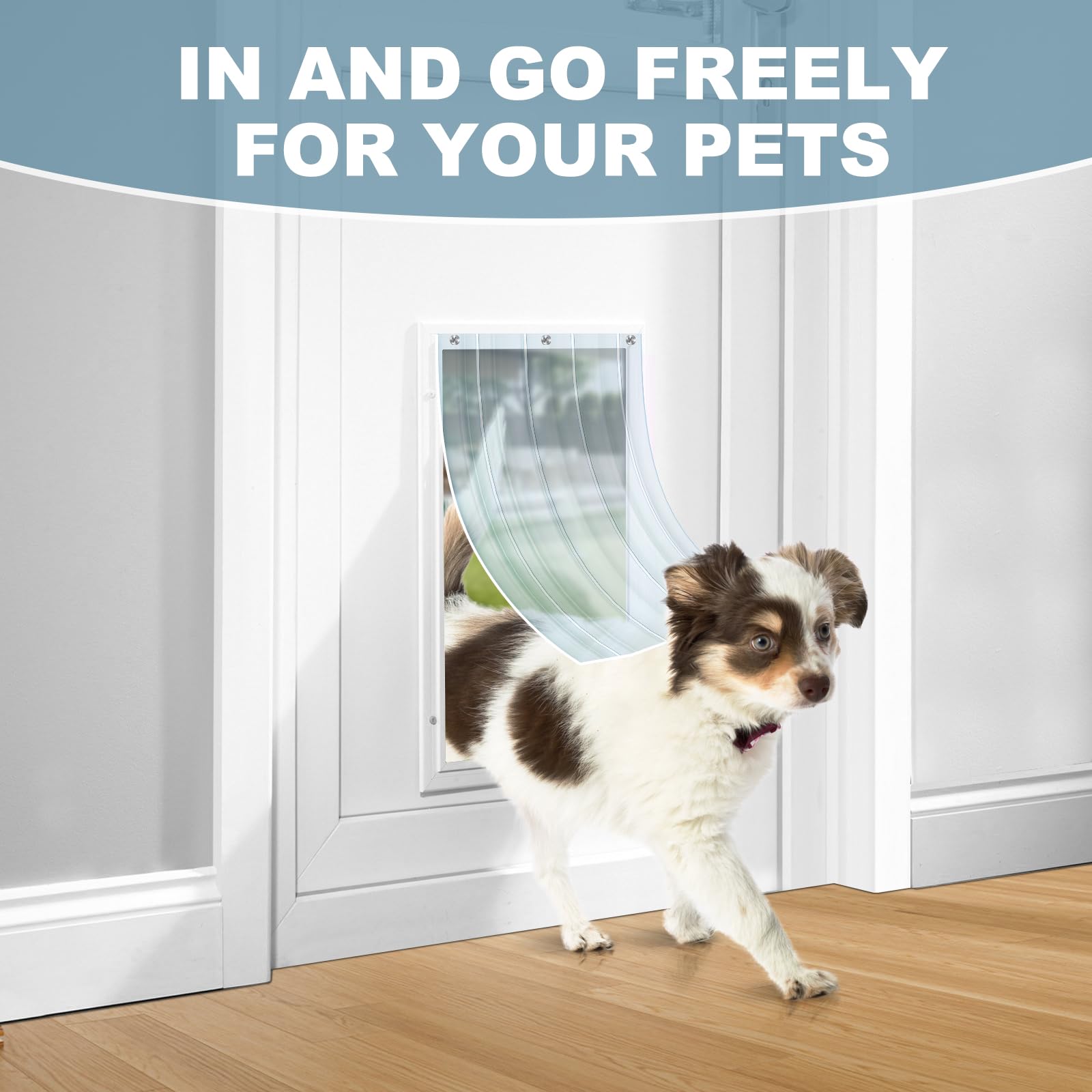 Uross dog door replacement flaps weatherproof show cold-warm protection and reduced drafts.