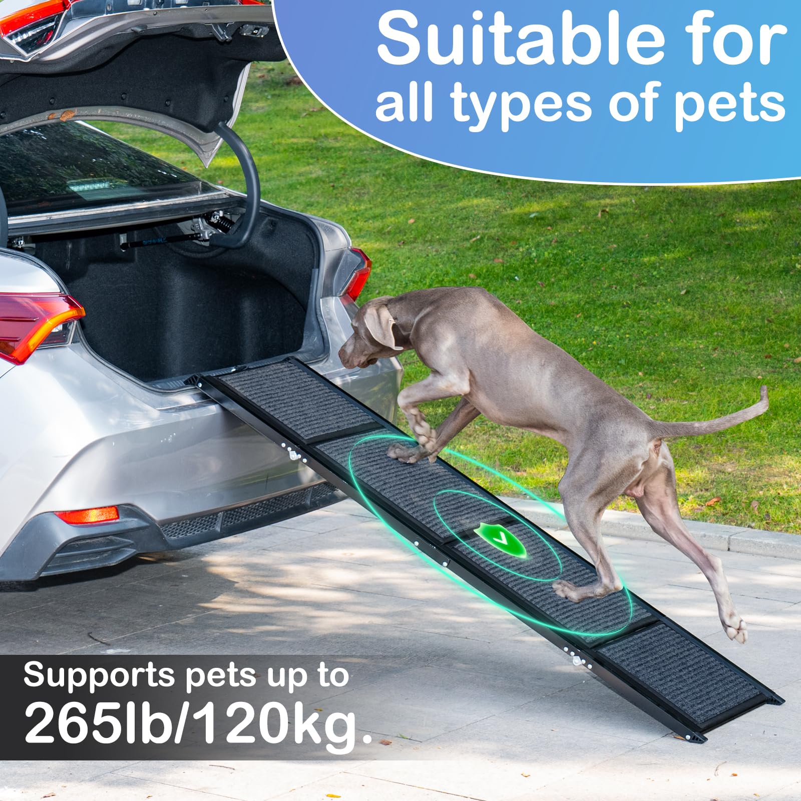 Uross Dog Ramp non-slip fabric closeup shows paw-safe climbing.