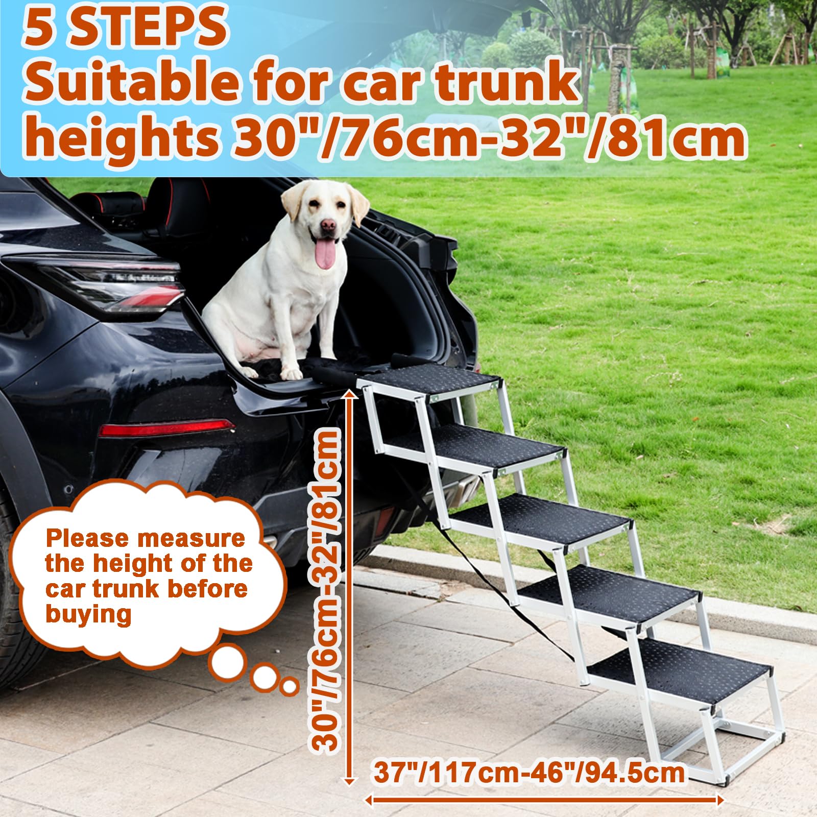 Uross Dog Stairs for Car folded compact for space-saving storage.