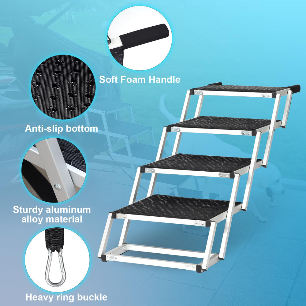 Uross Dog Stairs height-adjustable-23-26-in enables versatile car access.