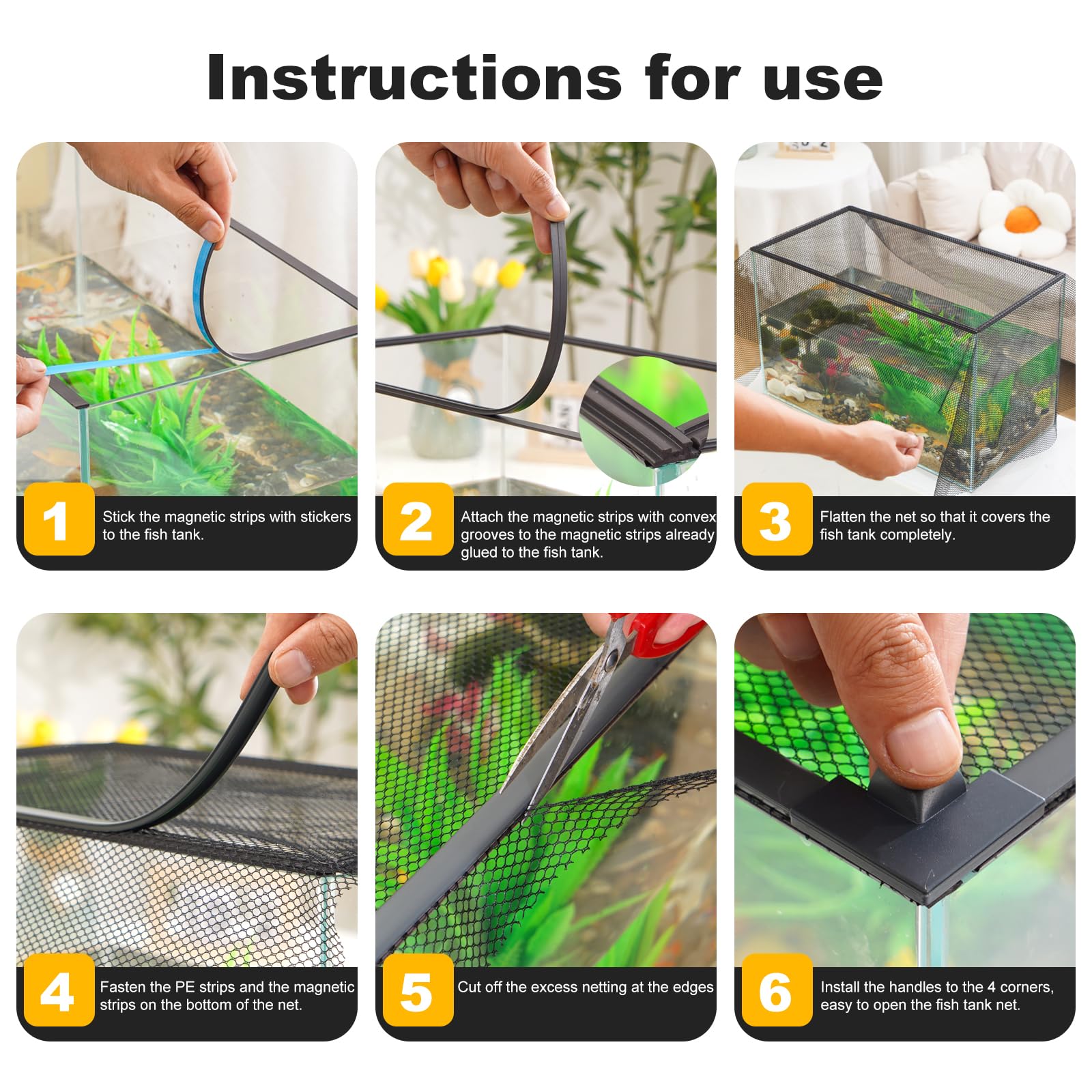 Uross lid net measures 43 by 21 inches to fit standard tanks and protect fish.