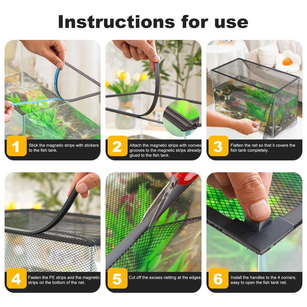 Uross lid net measures 43 by 21 inches to fit standard tanks and protect fish.