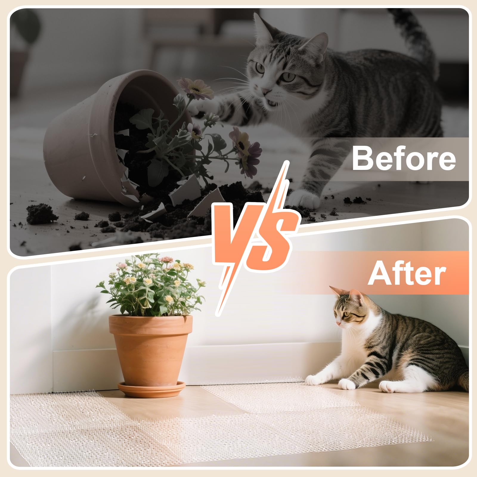 Uross Scat Mat spikes cut-to-size feature enables flexible placement.