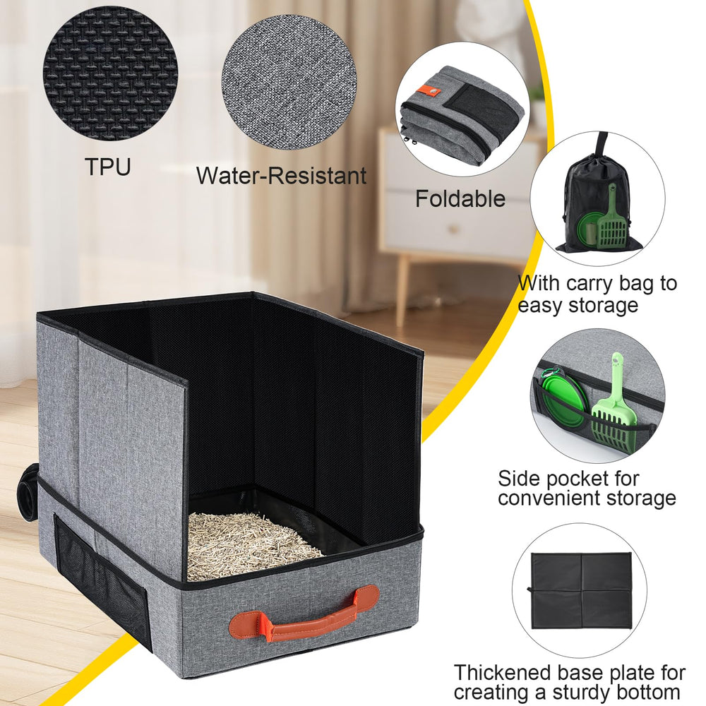 Uross Travel Litter Box fabric is waterproof and scratch-proof for durability.