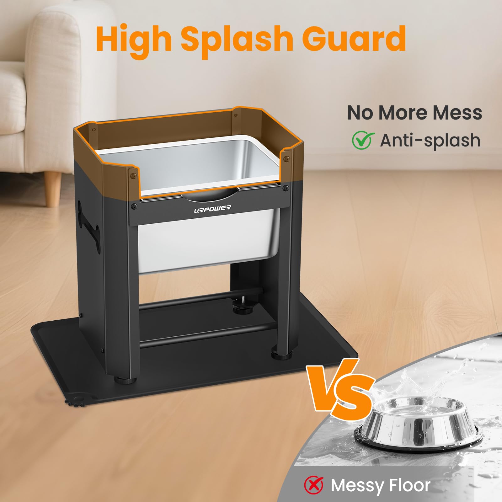 URPOWER 3-gallon dog bowl assembly view highlights sturdy frame for lasting use.