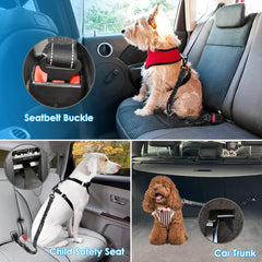 URPOWER 3-in-1 dog seatbelt adjustable length enables customized safety for dogs.
