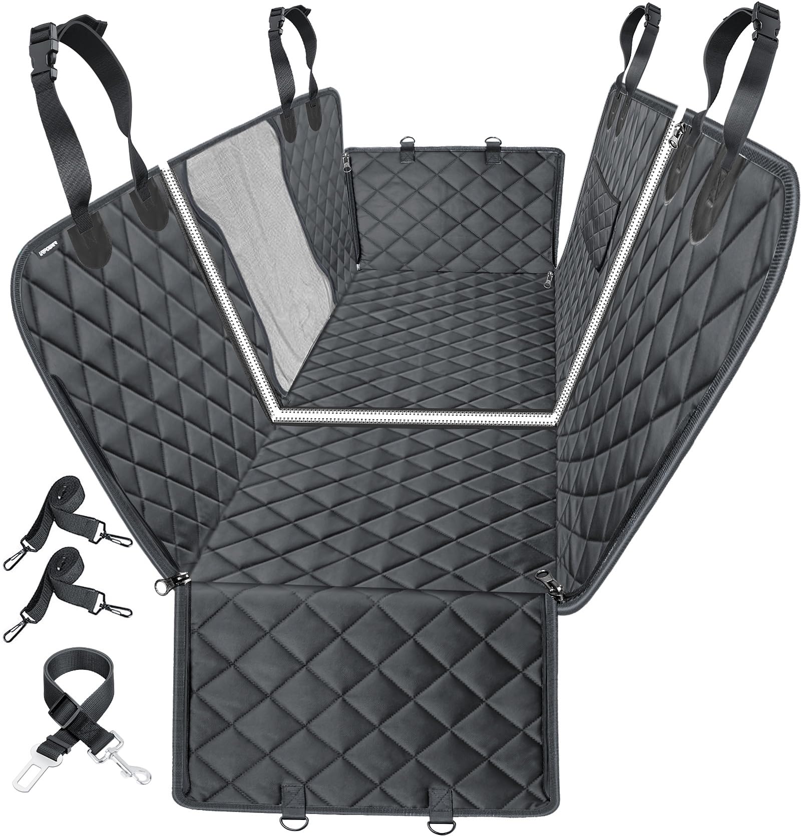 URPOWER 6-in-1 back seat hammock demonstrates versatile dog car protection on travels.