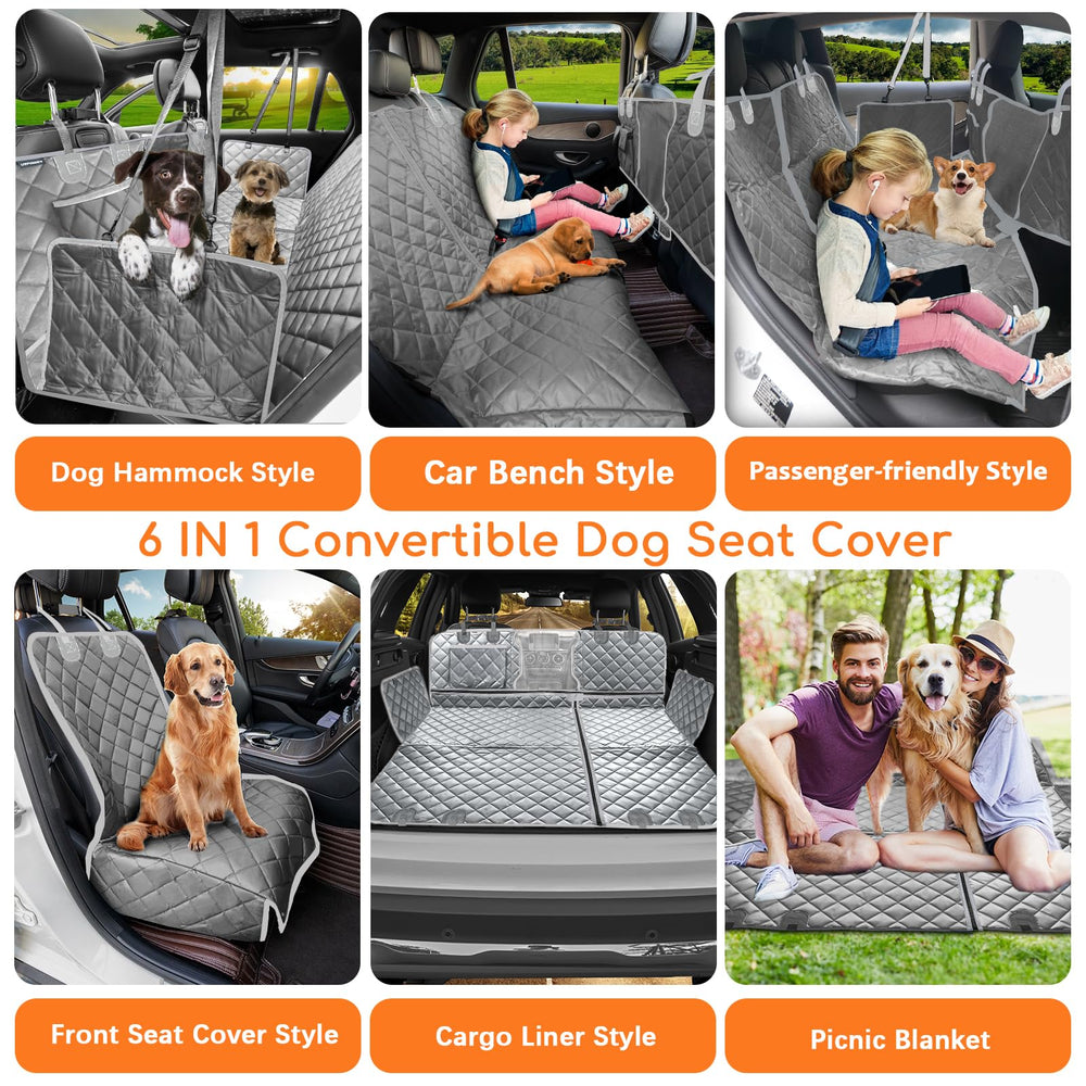 URPOWER 6-in-1 dog seat cover visual window enhances airflow and pet visibility.