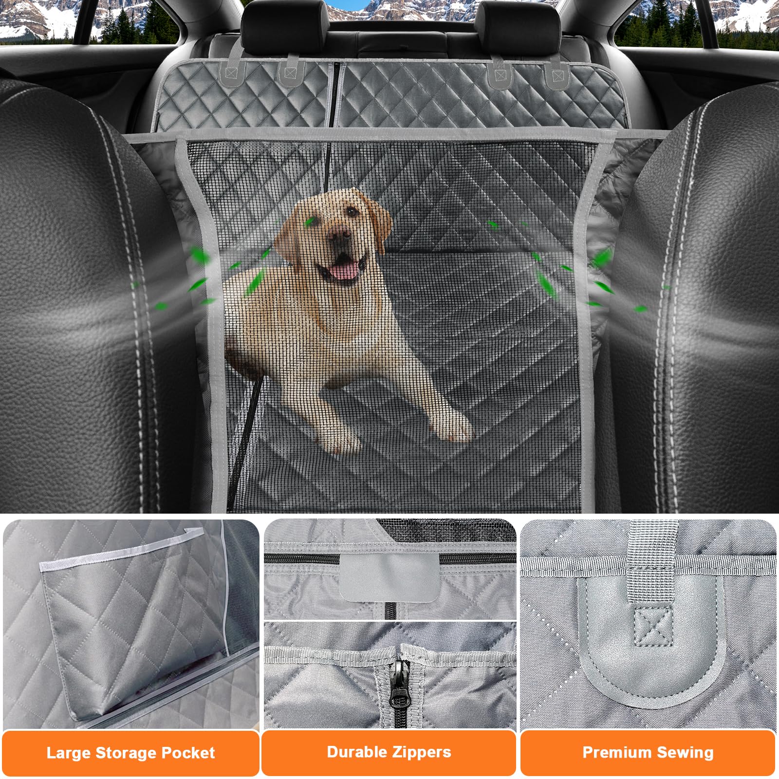 URPOWER 6-in-1 waterproof 600D cover shields seats from spills and fur.