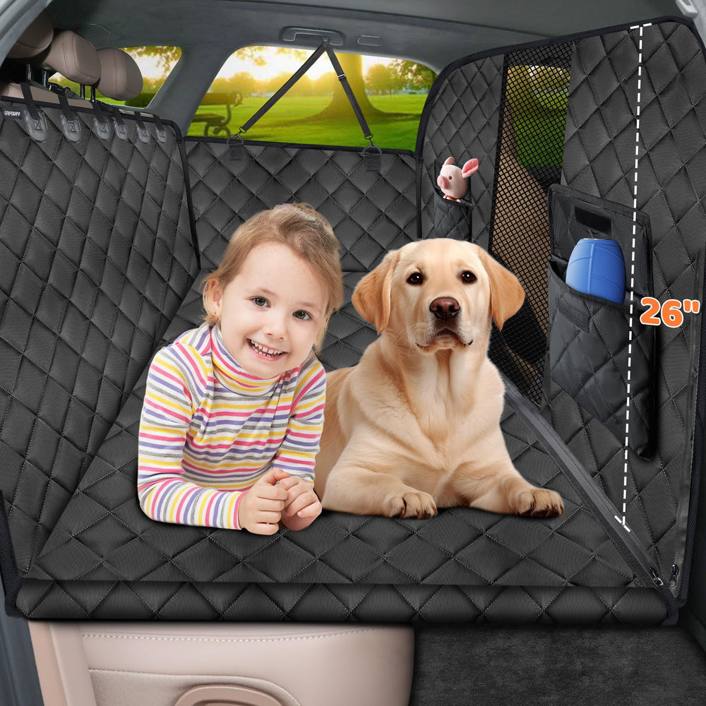 URPOWER back-seat extender dog bed with hard bottom shows spacious comfort for dogs on long trips