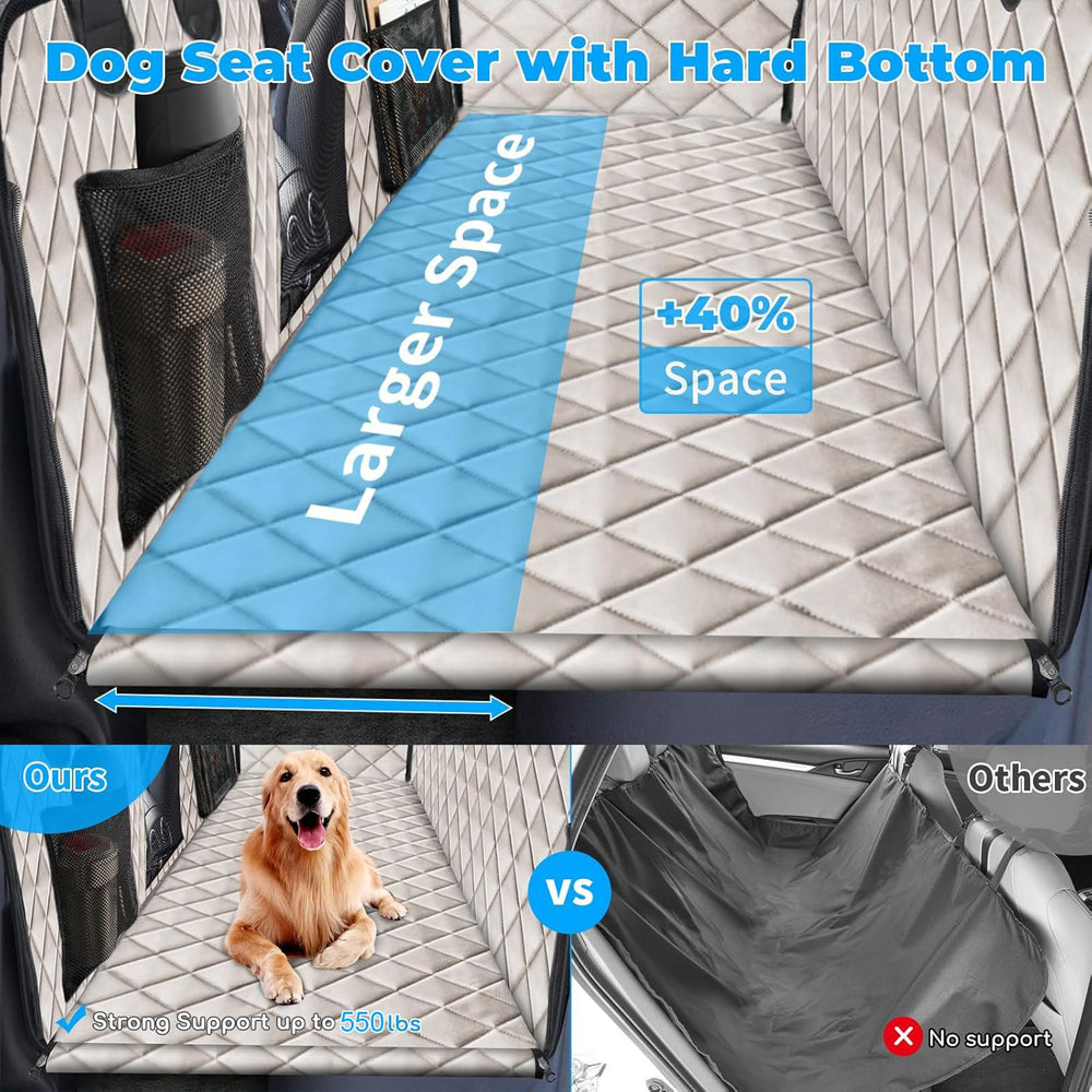 URPOWER back-seat extender dog bed side view highlights reinforced bottom stability for long rides.