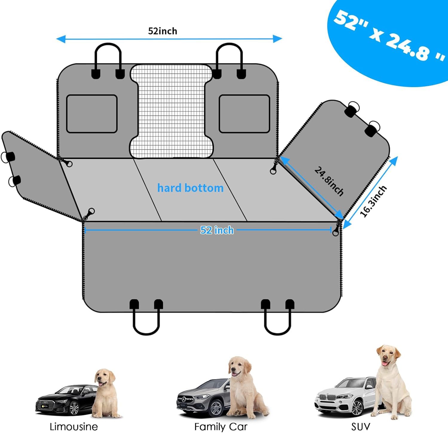 URPOWER back-seat protector includes two pockets for toys and treats.