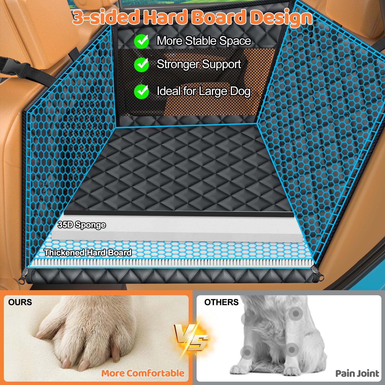 URPOWER backseat hammock waterproof coverage keeps car clean during muddy paw use