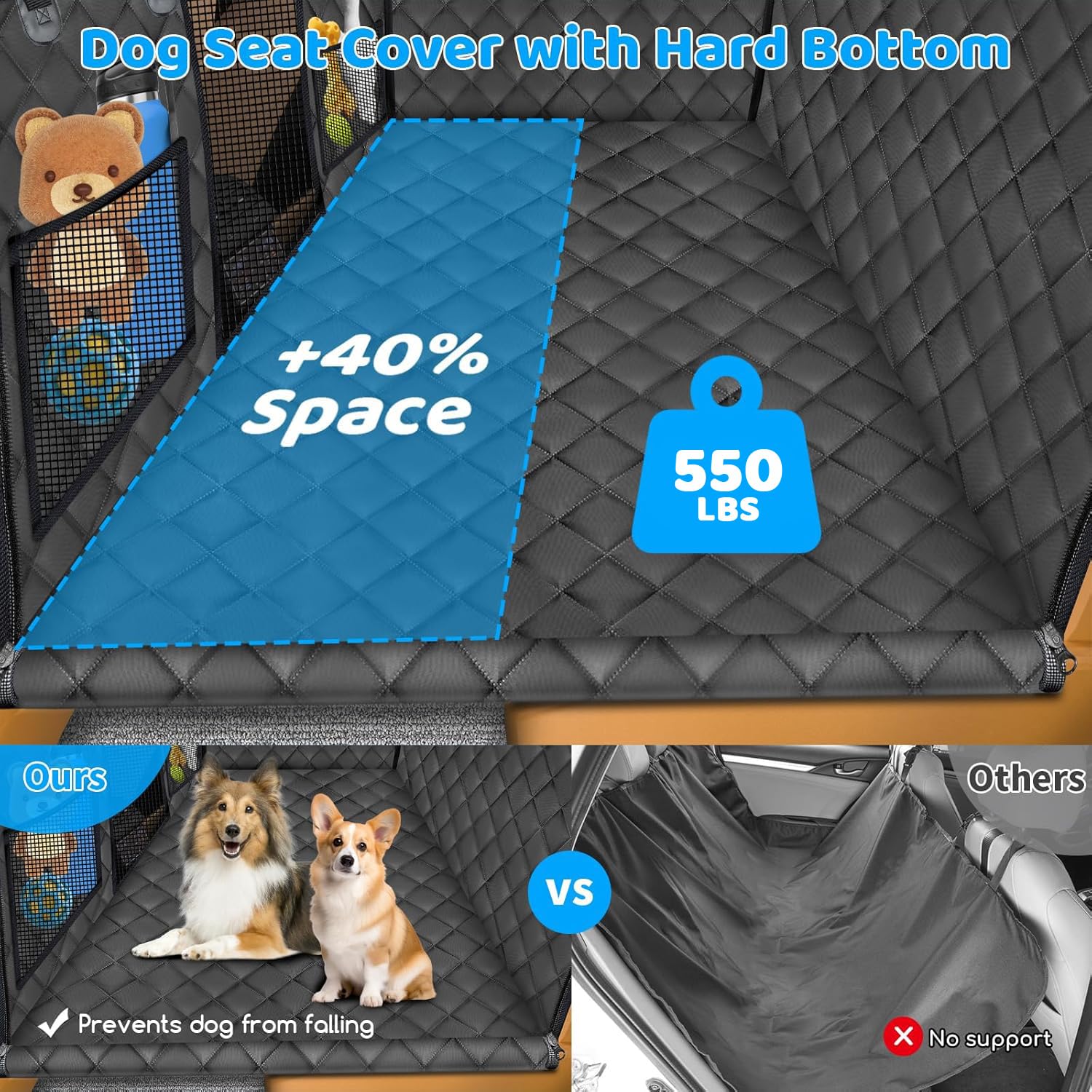 URPOWER dog car bed with mesh window keeps pets connected and calm during rides.