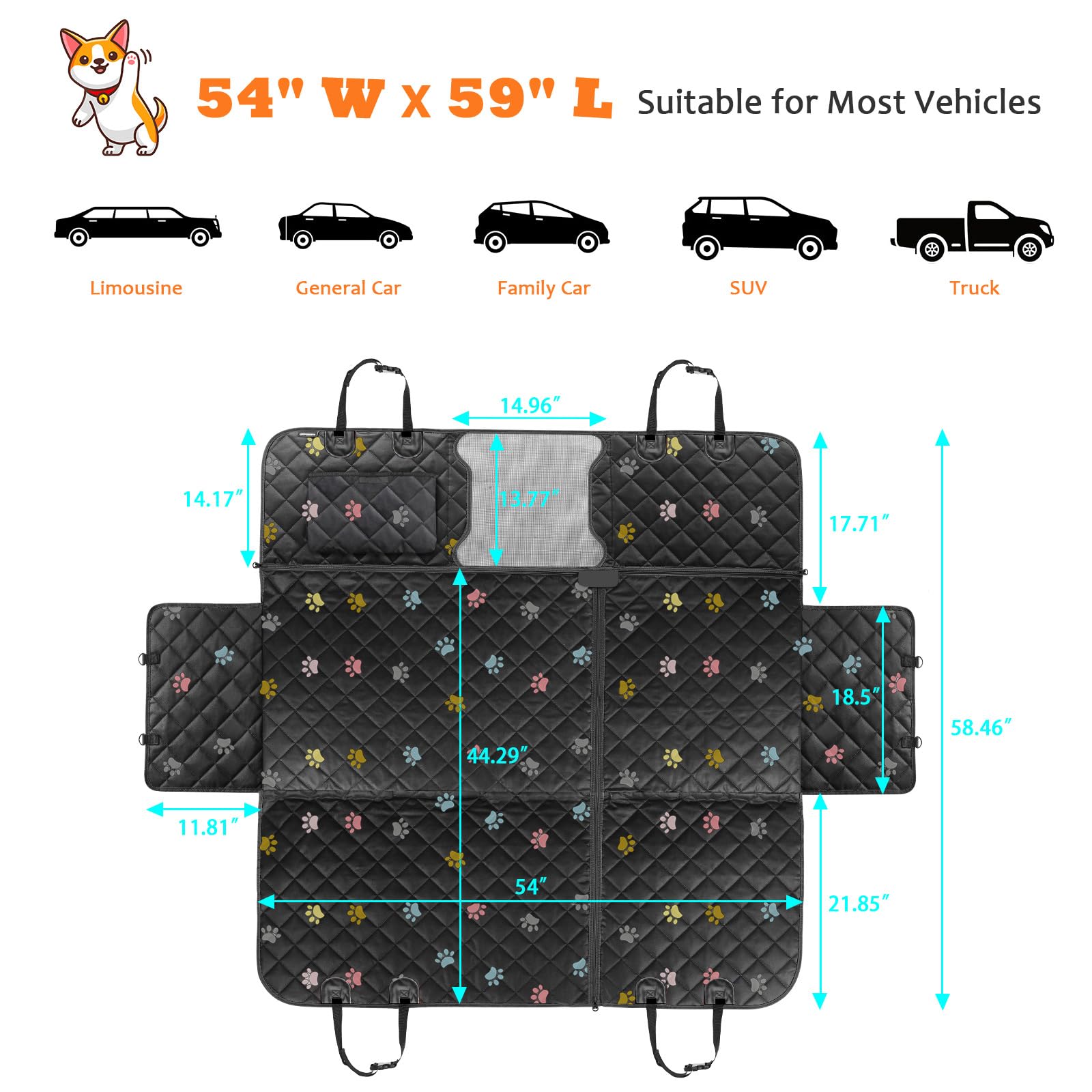 URPOWER backseat cover installs in seconds with headrest buckles for quick setup