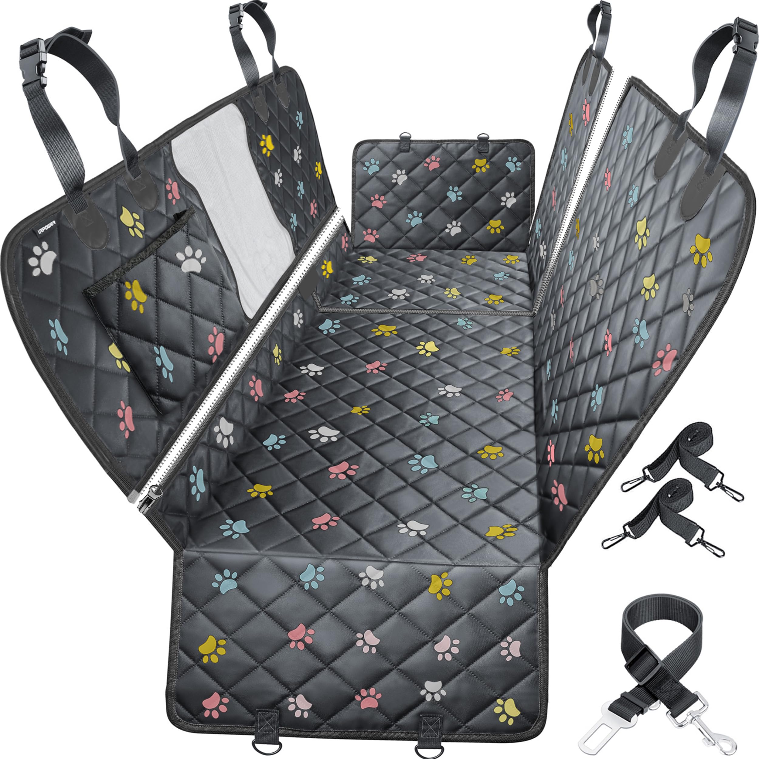 URPOWER dog car seat cover with mesh window improves airflow and reduces anxious panting