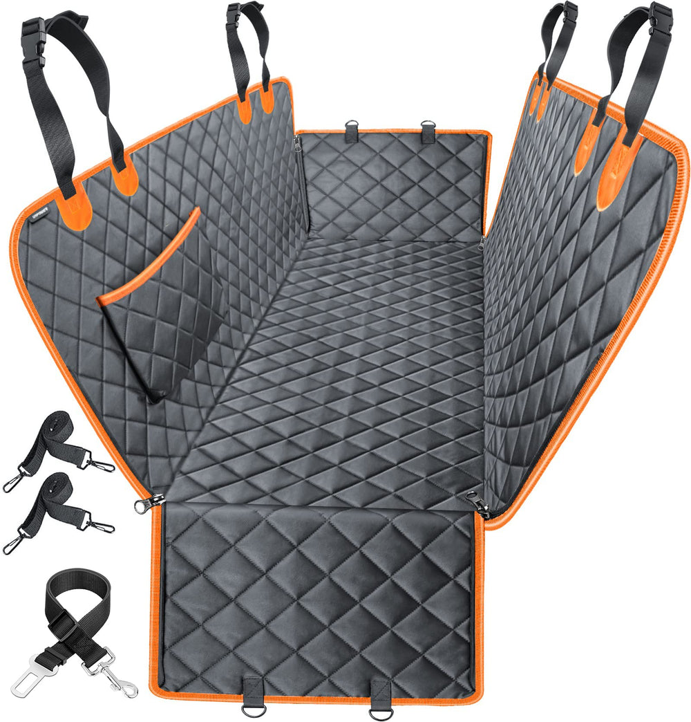 URPOWER dog car seat cover waterproof hammock protects seats during muddy rides.