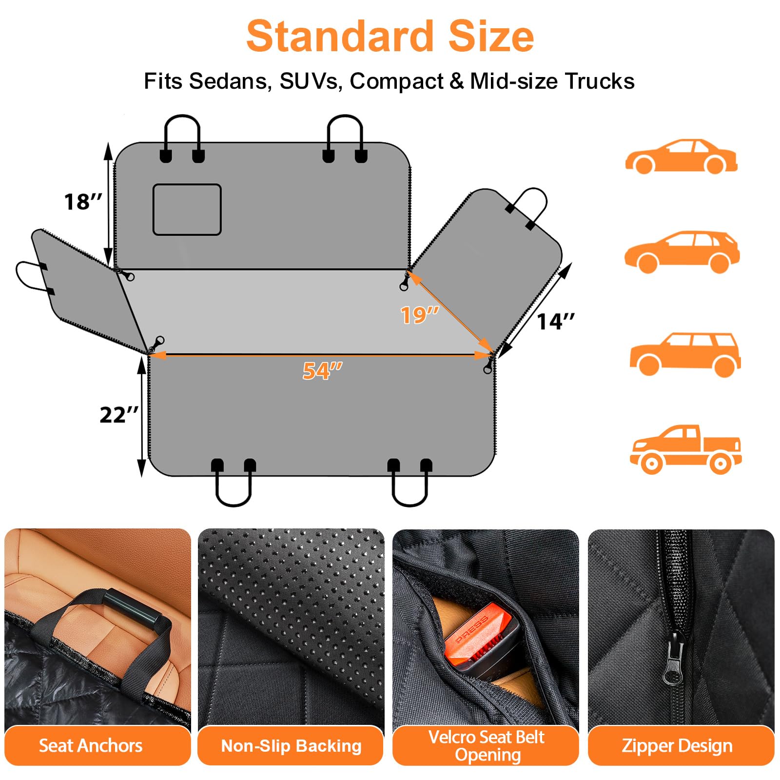 URPOWER dog seat cover easy to install and clean with damp cloth