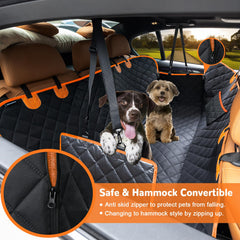 URPOWER dog seat cover shows side flaps with zipper for easy elder dog entry.