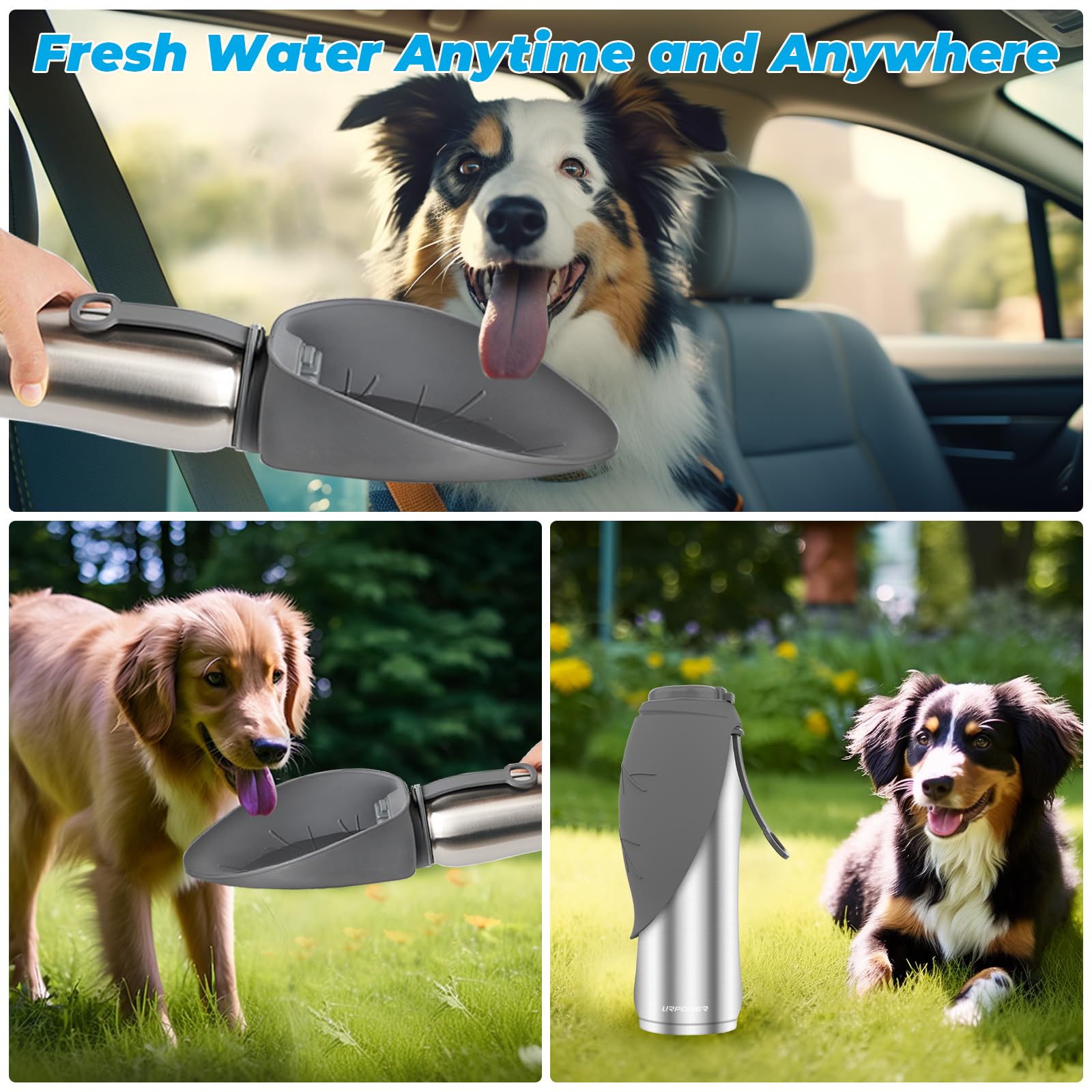 URPOWER dog water bottle 27oz leak-proof seal prevents spills on the go