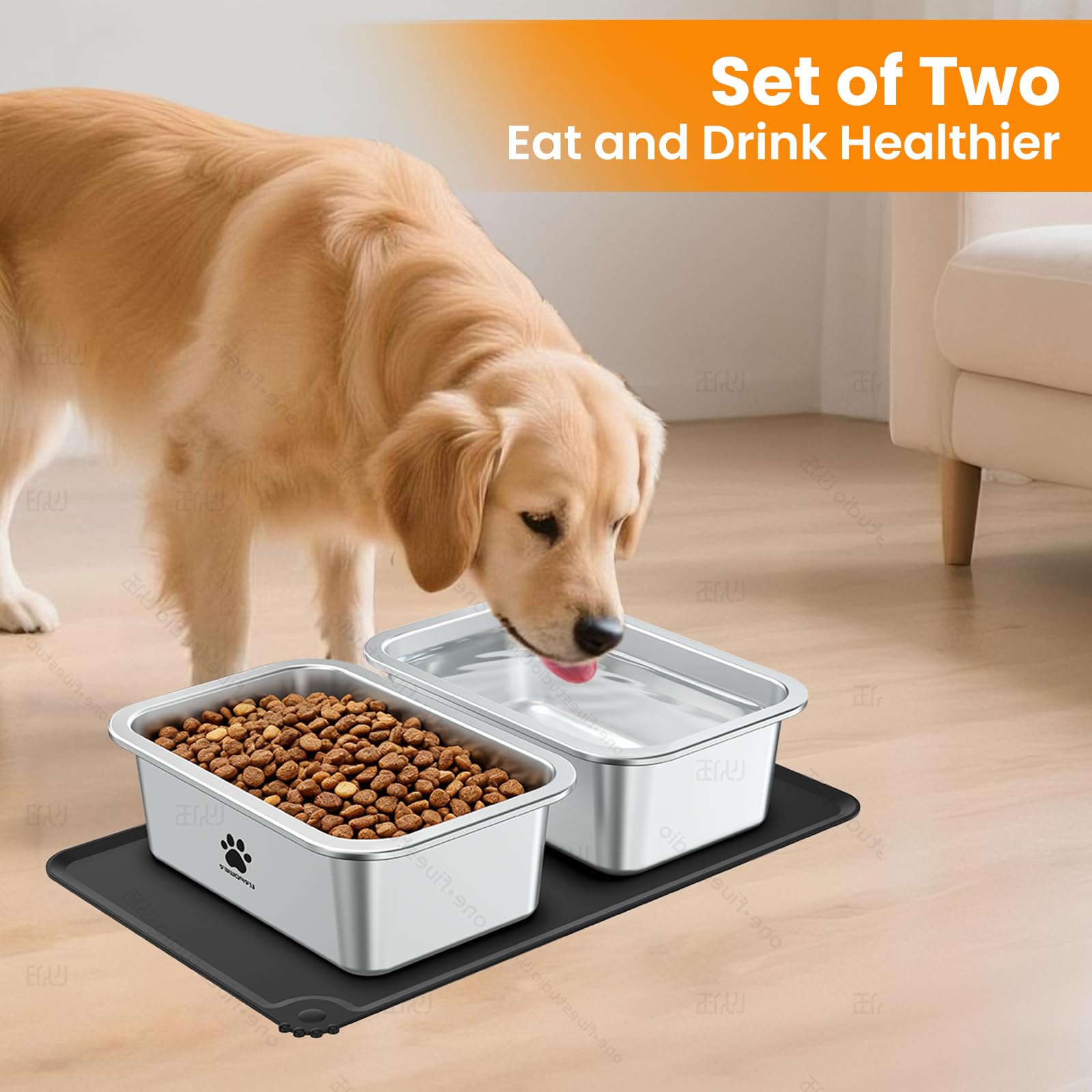 URPOWER two-bowl set suits households with multiple dogs and varying meal schedules.