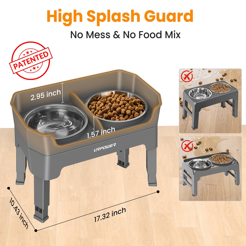 URPOWER raised bowls with anti-spill edges to keep the feeding area tidy.