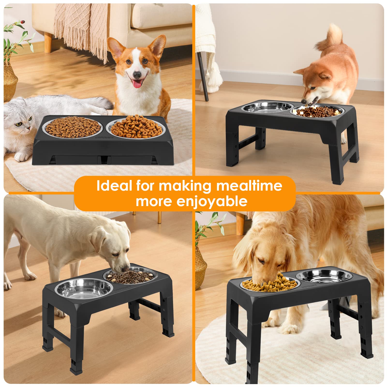 URPOWER elevated dog bowls with folded legs stored compactly