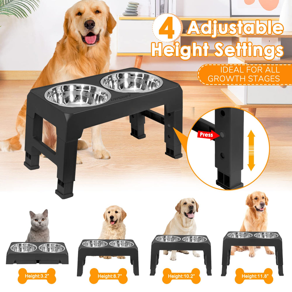 URPOWER elevated dog bowls height settings display four usable heights