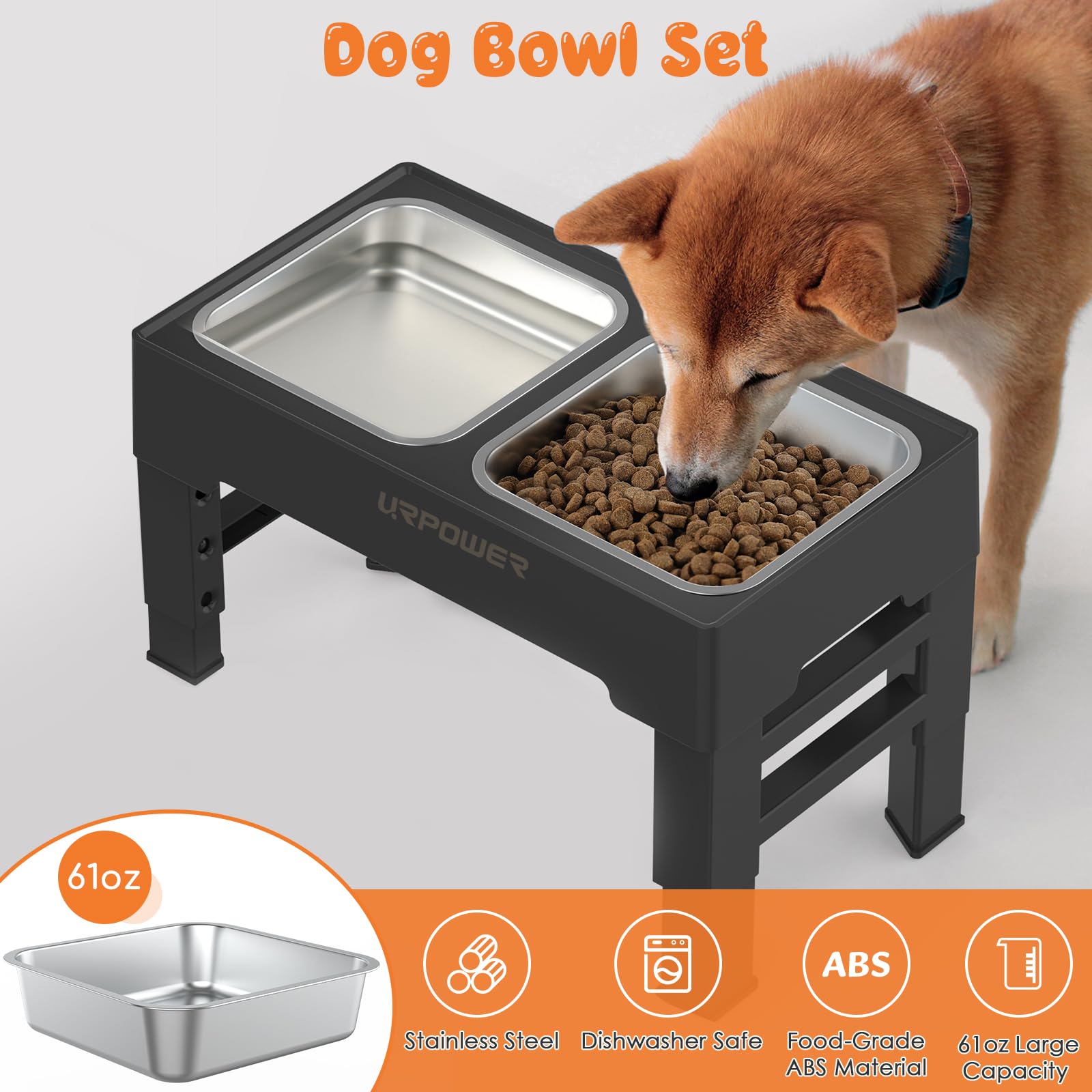 URPOWER 61 oz capacity bowls meet daily feeding needs with less refilling.