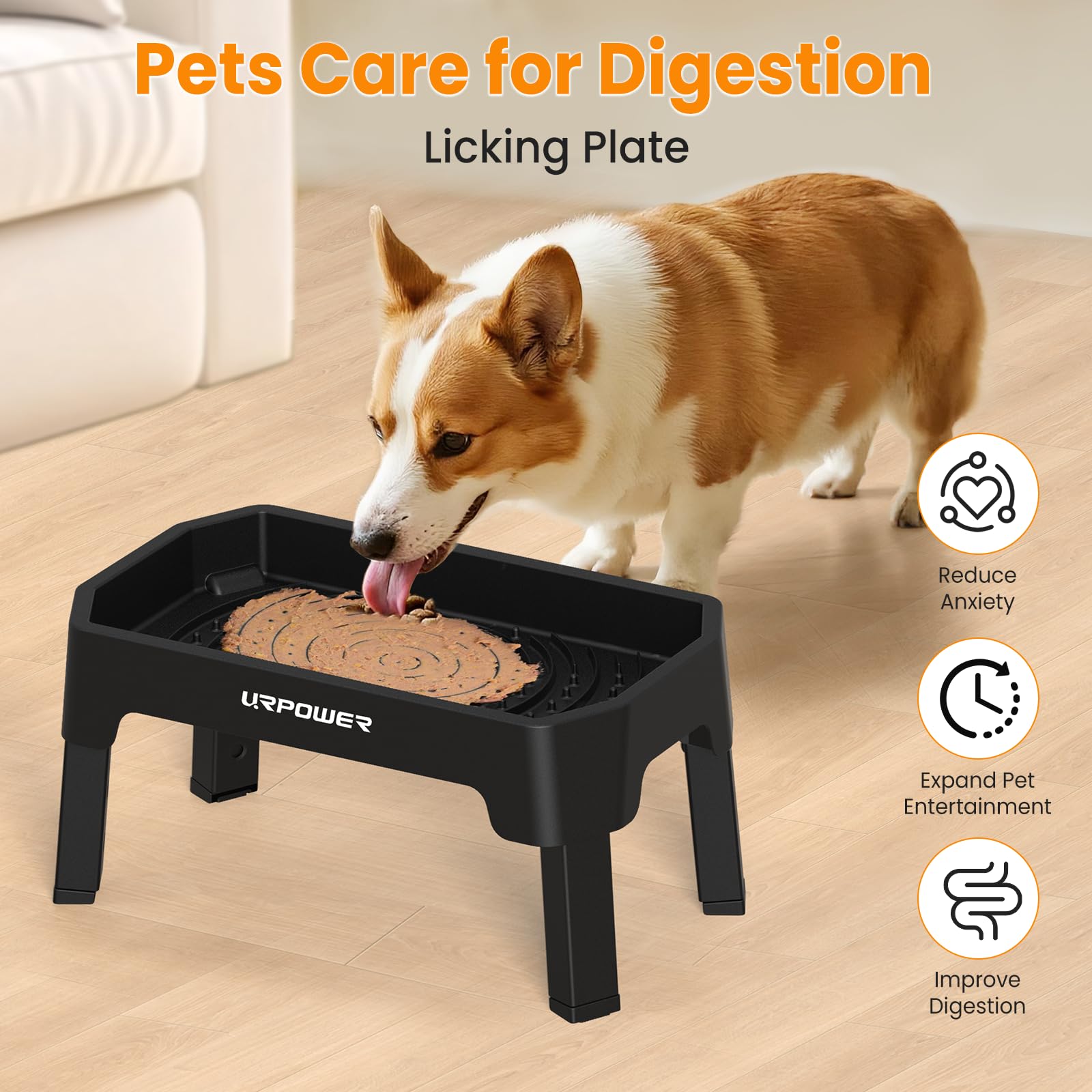 URPOWER elevated dog bowls stand at 11.42 inches aids medium dogs during meals.