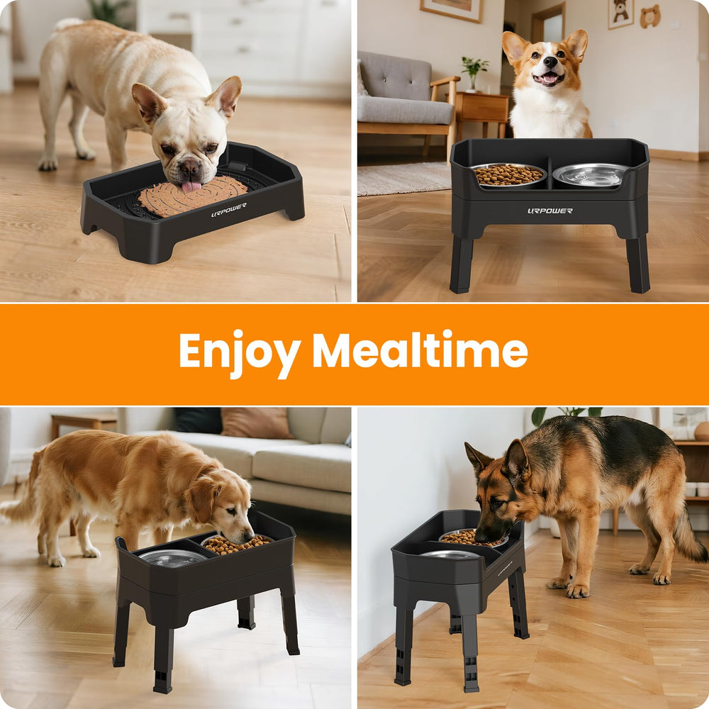 URPOWER elevated dog bowls stand at 14.57 inches enables comfortable dining and easy storage.