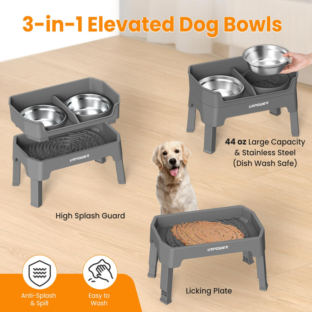 URPOWER four-height adjustable stand fits puppies to large dogs.