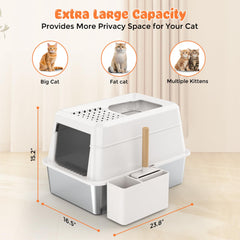 URPOWER litter box lid-enclosed design for privacy and odor containment