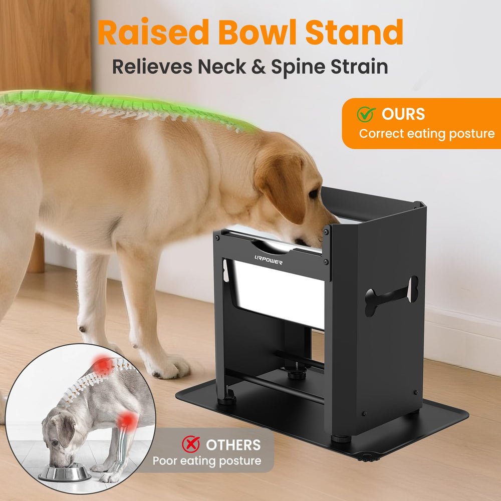 URPOWER raised stainless steel bowl close-up shows rust-resistance.