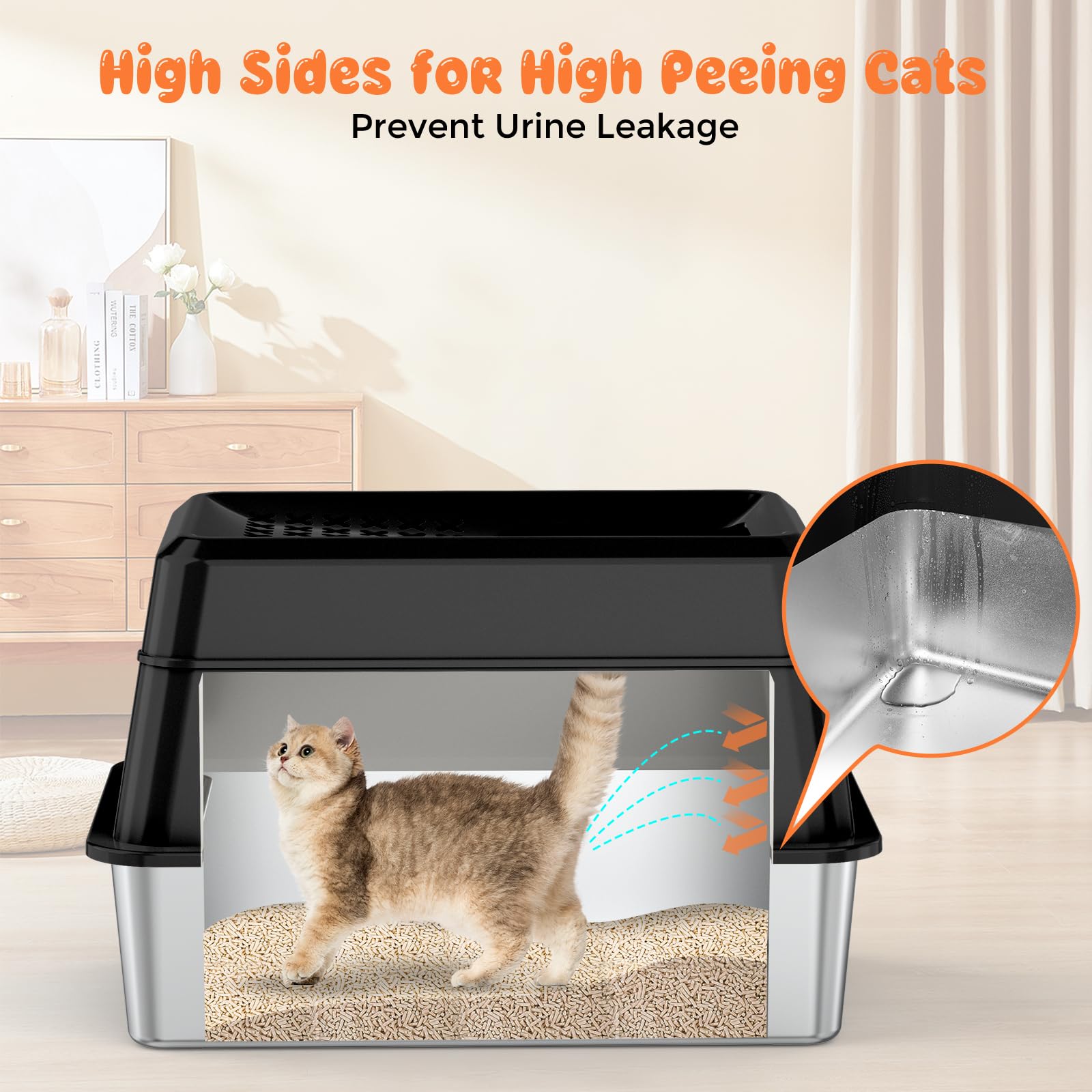 URPOWER enclosed-design litter box keeps odors contained and room tidy