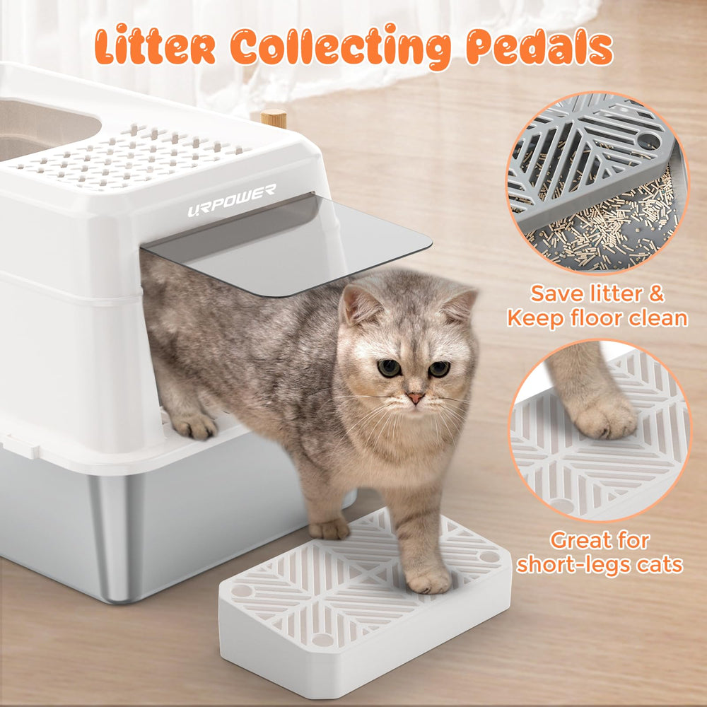 URPOWER stainless steel litter box extra-large dimensions for big cats