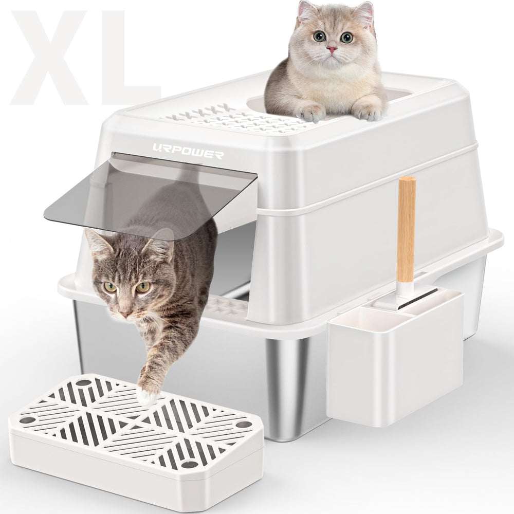 URPOWER stainless-steel litter box top-entry for easy cleaning