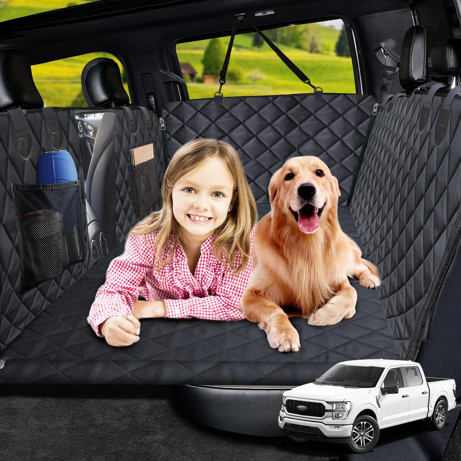 URPOWER XL back seat extender on seat provides comfortable space for dogs and owners.