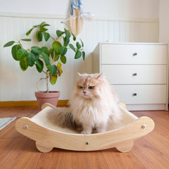 UrsLckyme cat chair with scratching pad supports large cats' stretch and play.