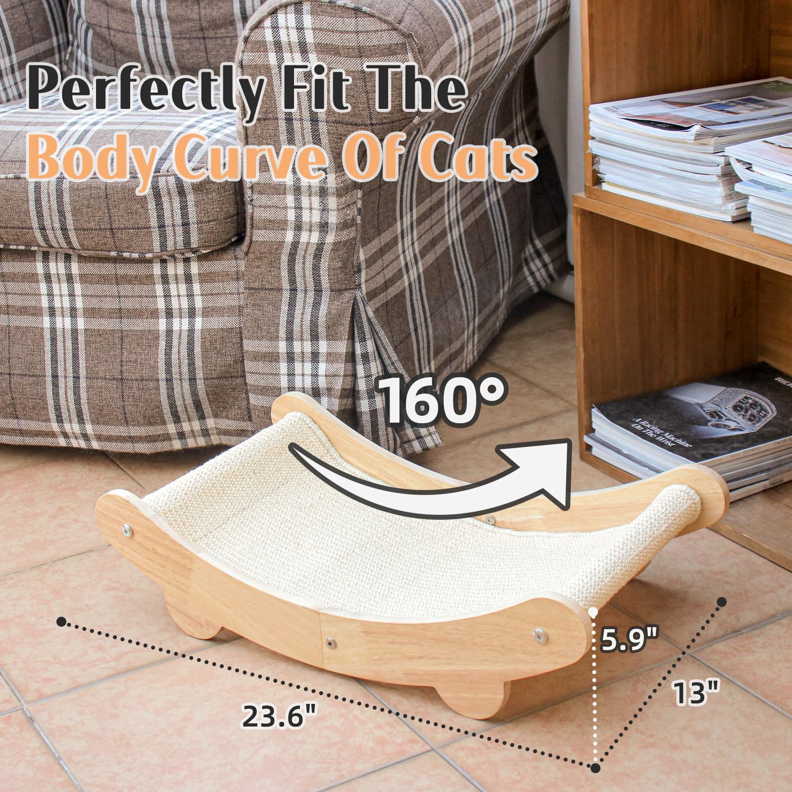 UrsLckyme sisal pad close-up shows durable, tightly woven surface for continuous scratching.