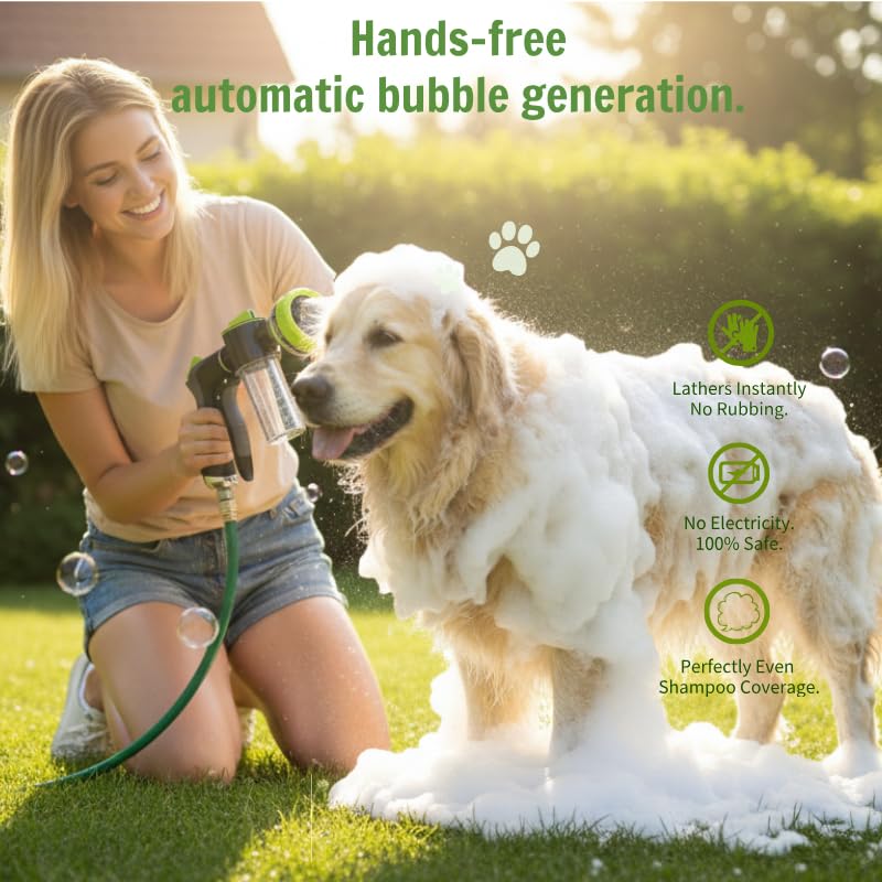 Urstand dog-washing-hose-attachment adjustable-pressure nozzle show adjustable water flow.