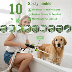 Urstand dog-washing-hose-attachment 10-spray-modes dial highlighting versatile cleaning options.