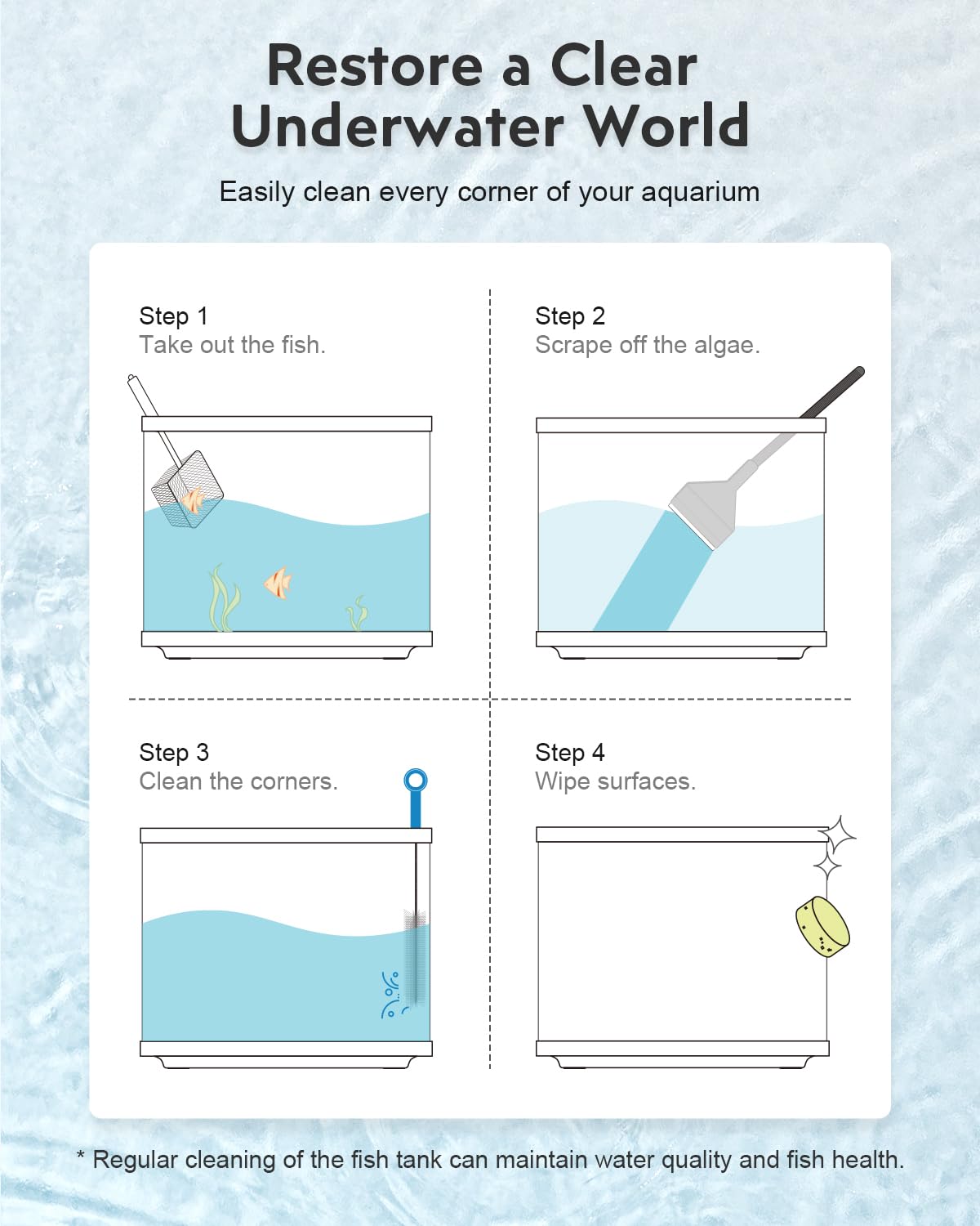 URUQ fish net helps capture aquarium inhabitants gently during cleaning