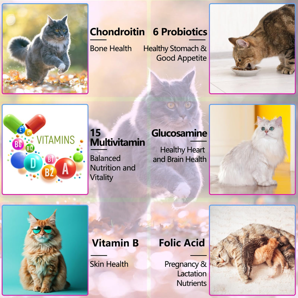 Uruses cat vitamin drops mixed with food for convenient administration.